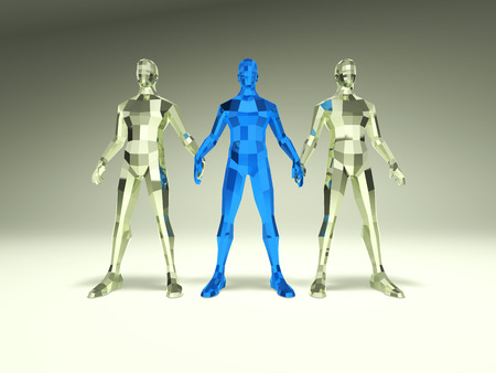 3D crystal men with leadership conceptの写真素材