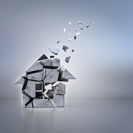 3D shattered houseの写真素材