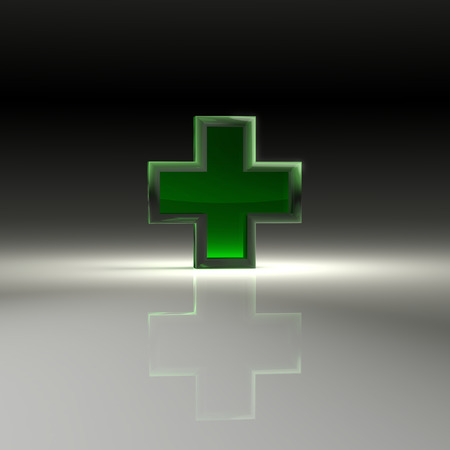 3D glass green cross designの写真素材