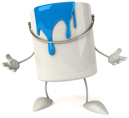 3D paint bucket character posingの写真素材