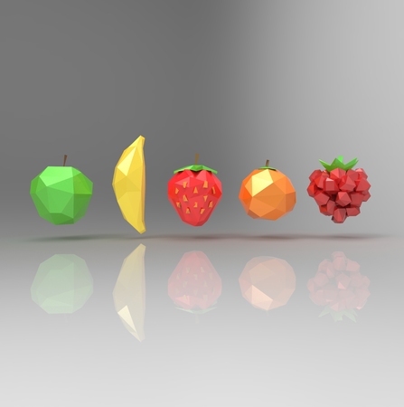Geometrical 3D fruitsの写真素材