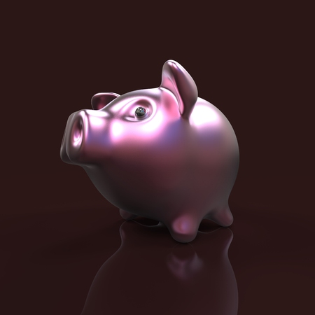 Metallic pink piggy bankの写真素材