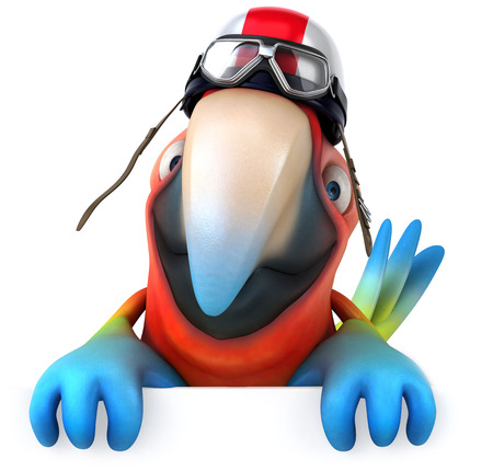 Parrot character with pilot helmetの写真素材