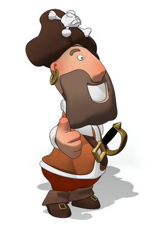 Pirate character showing thumbs upの写真素材