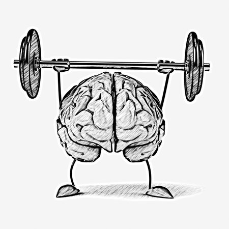 Brain character lifting a barbell