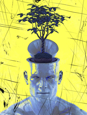 3D human mind concept with a tree