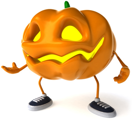 Cartoon pumpkin character with sneakers posingの写真素材