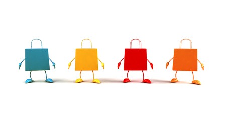 Colorful shopping bags charactersの写真素材