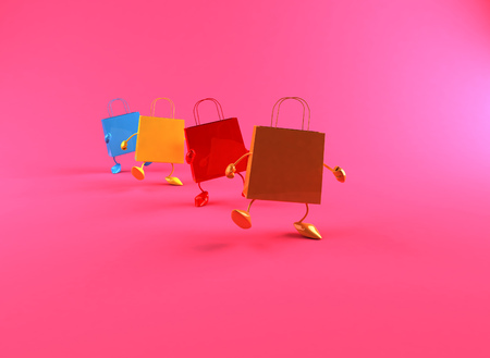 Shopping bag charactersの写真素材
