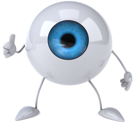 Cartoon eyeball character showing thumbs upの写真素材