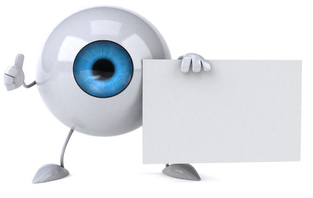 Eyeball character holding a placardの写真素材
