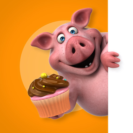 Fun pig - 3D Illustrationの写真素材