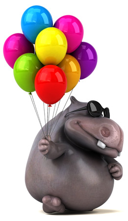 Fun hippo - 3D Illustrationの写真素材