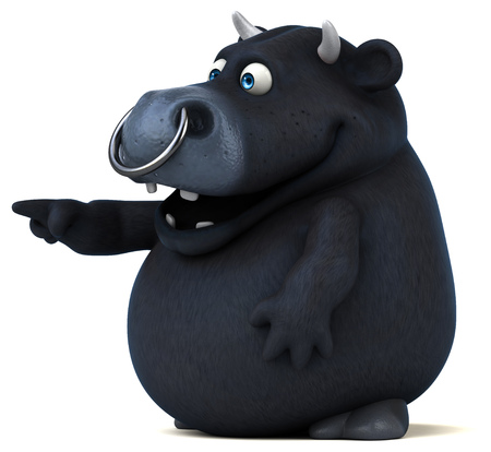 Fun black bull - 3D Illustrationの写真素材