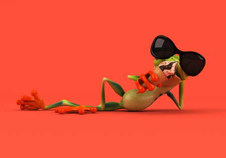 Cartoon frog - 3D Illustrationの写真素材
