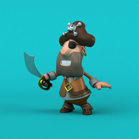 Cartoon pirate - 3D Illustrationの写真素材