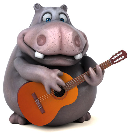 Fun hippo - 3D Illustrationの写真素材
