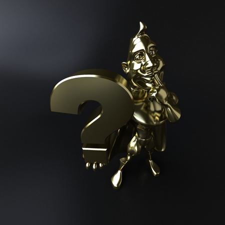 Golden superhero - 3D illustrationの写真素材