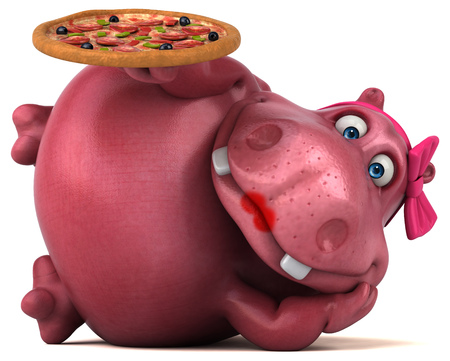 Pink Hippo - 3D Illustrationの写真素材