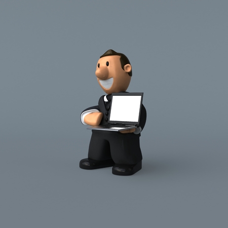 Cartoon businessman - 3D Illustrationの写真素材