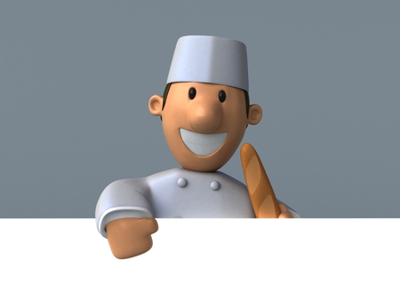 Cartoon baker - 3D Illustrationの写真素材