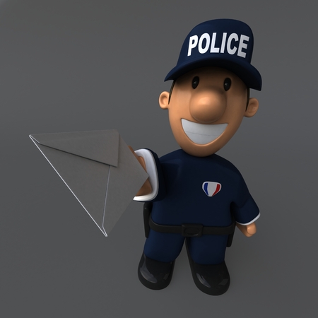 Police - 3D Illustrationの写真素材