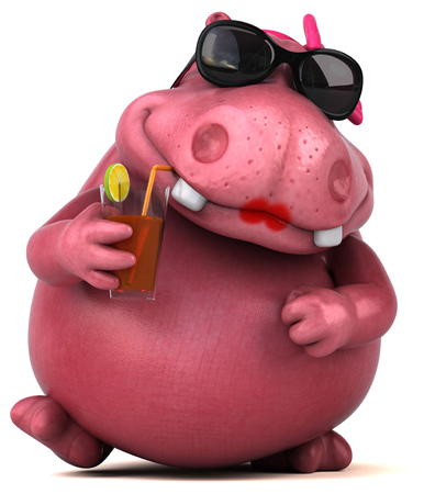 Pink Hippo - 3D Illustrationの写真素材