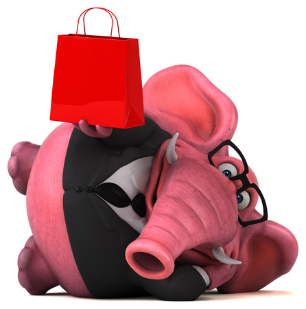 Pink elephant - 3D Illustrationの写真素材