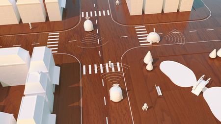 Self-driving cars - 3D Animationの写真素材