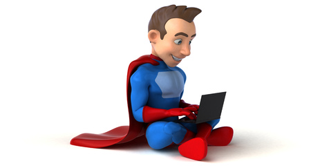 Superhero coding - 3D Illustrationの写真素材