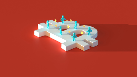 Money or bitcoin - 3D Illustrationの写真素材