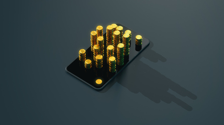 Money or bitcoin - 3D Illustrationの写真素材