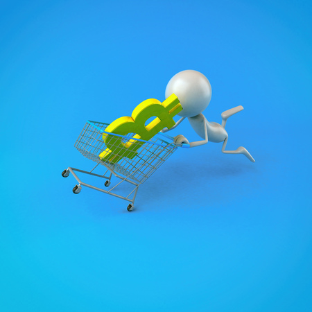 Bitcoin shopping - 3D Illustrationの写真素材