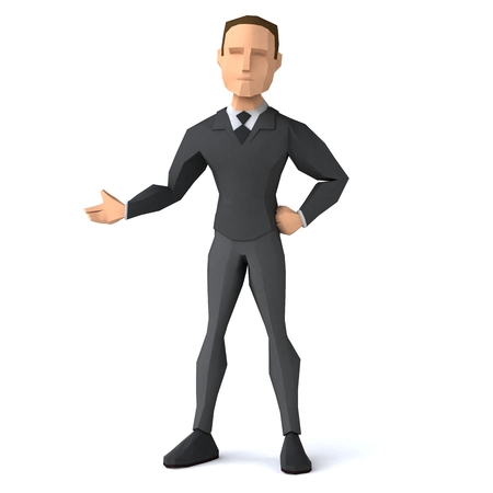 Low poly businessman - 3D Illustrationの写真素材