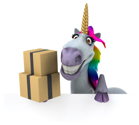 Fun unicorn - 3D Illustrationの写真素材