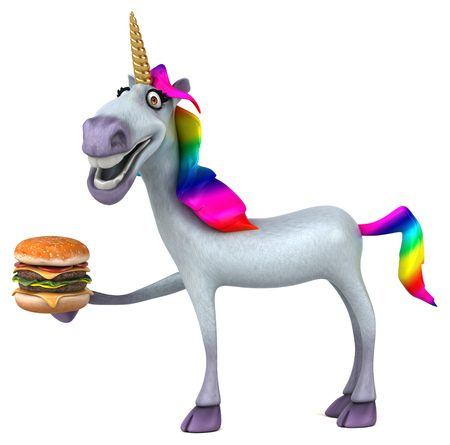 Fun unicorn - 3D Illustrationの写真素材