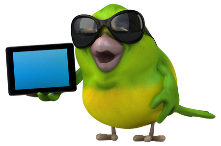 Fun green bird - 3D Illustrationの写真素材