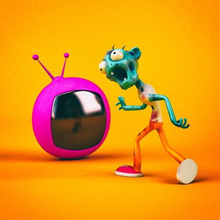 Zombie and media - 3D Illustrationの写真素材