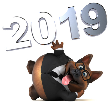 Fun german shepherd dog - 3D Illustrationの写真素材