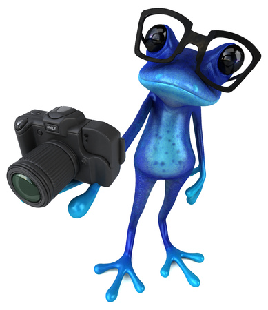 Fun blue frog - 3D Illustrationの写真素材