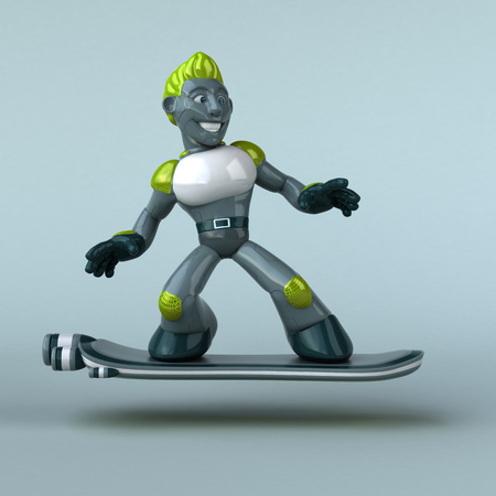 Fun green robot - 3D Illustrationの写真素材