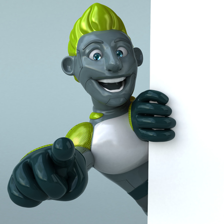 Fun green robot - 3D Illustrationの写真素材
