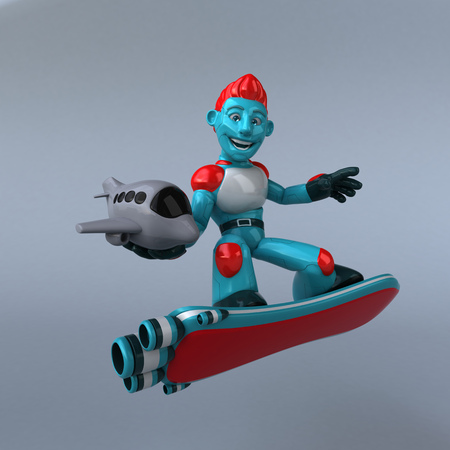 Red Robot - 3D Illustrationの写真素材