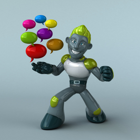Green Robot - 3D Illustrationの写真素材