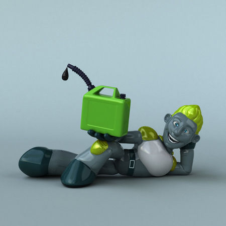 Green Robot - 3D Illustrationの写真素材