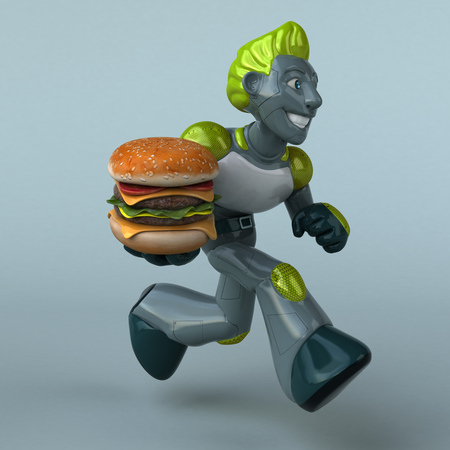 Green Robot - 3D Illustrationの写真素材