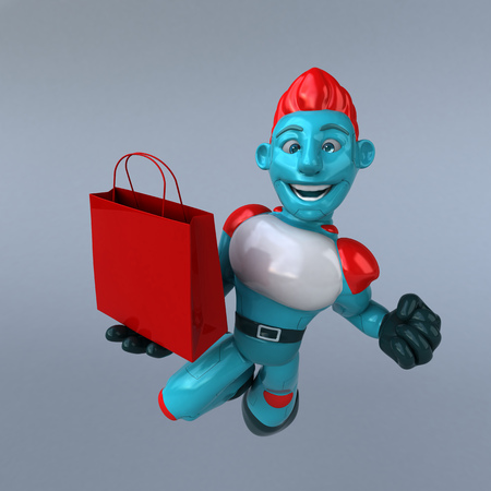 Red Robot - 3D Illustrationの写真素材