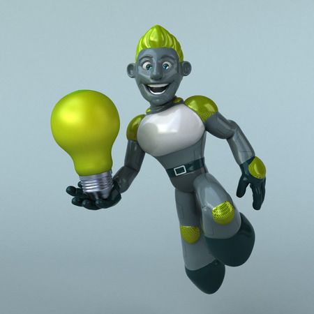 Green Robot - 3D Illustrationの写真素材