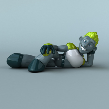 Fun green robot - 3D Illustrationの写真素材