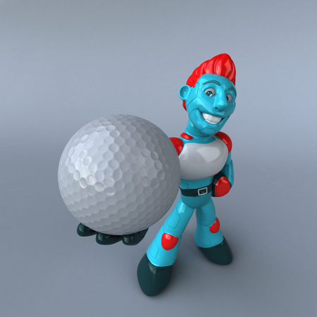 Red Robot - 3D Illustrationの写真素材